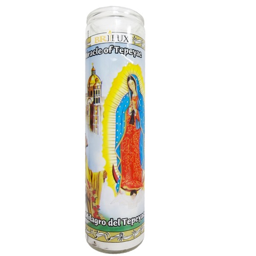 Veladoras Misti Candle 8in Milagro Del Tepeyac White-whole