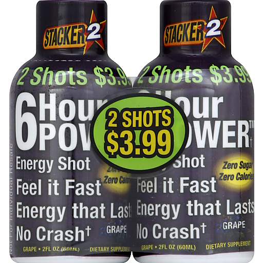 Stacker 2 6 Hour Power Energy Shots, Grapes