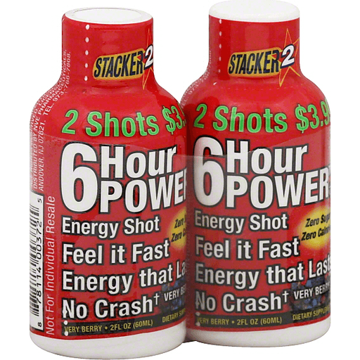 Stacker 2 6 Hour Power Energy Shots, Very Berry