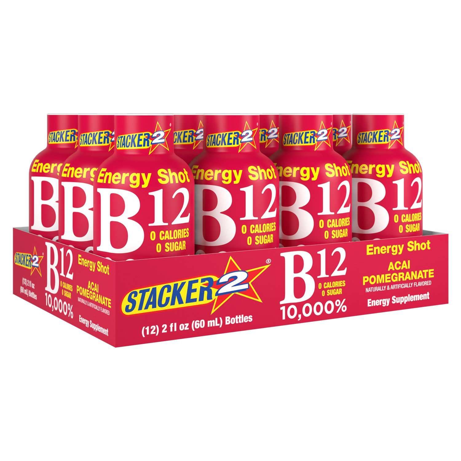 Stacker 2 B12 10,000% Energy Shot Acai & Pomegranate Flavor