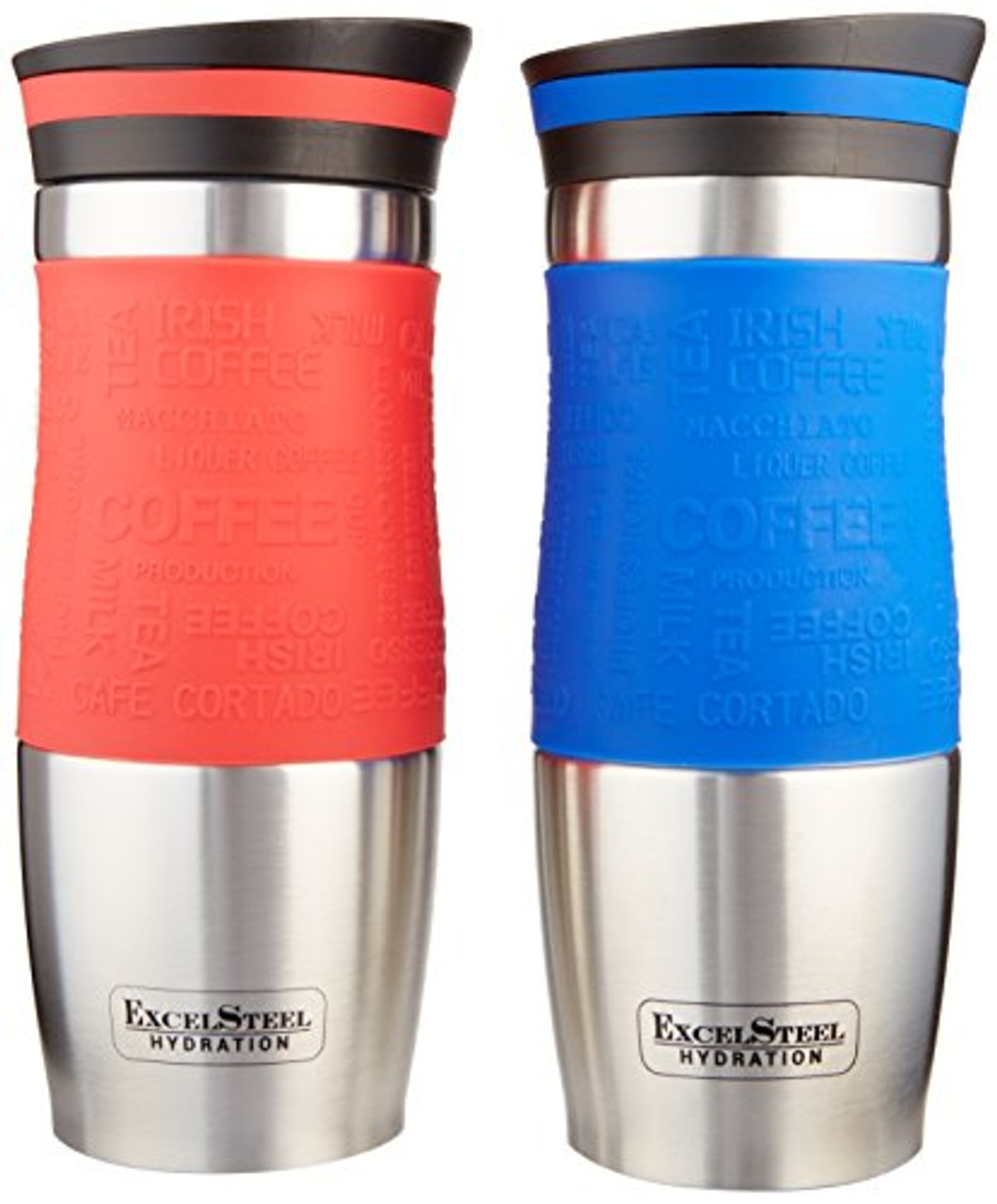 2-Piece Stainless Steel Coffee Tumbler Set With Silicone Grip