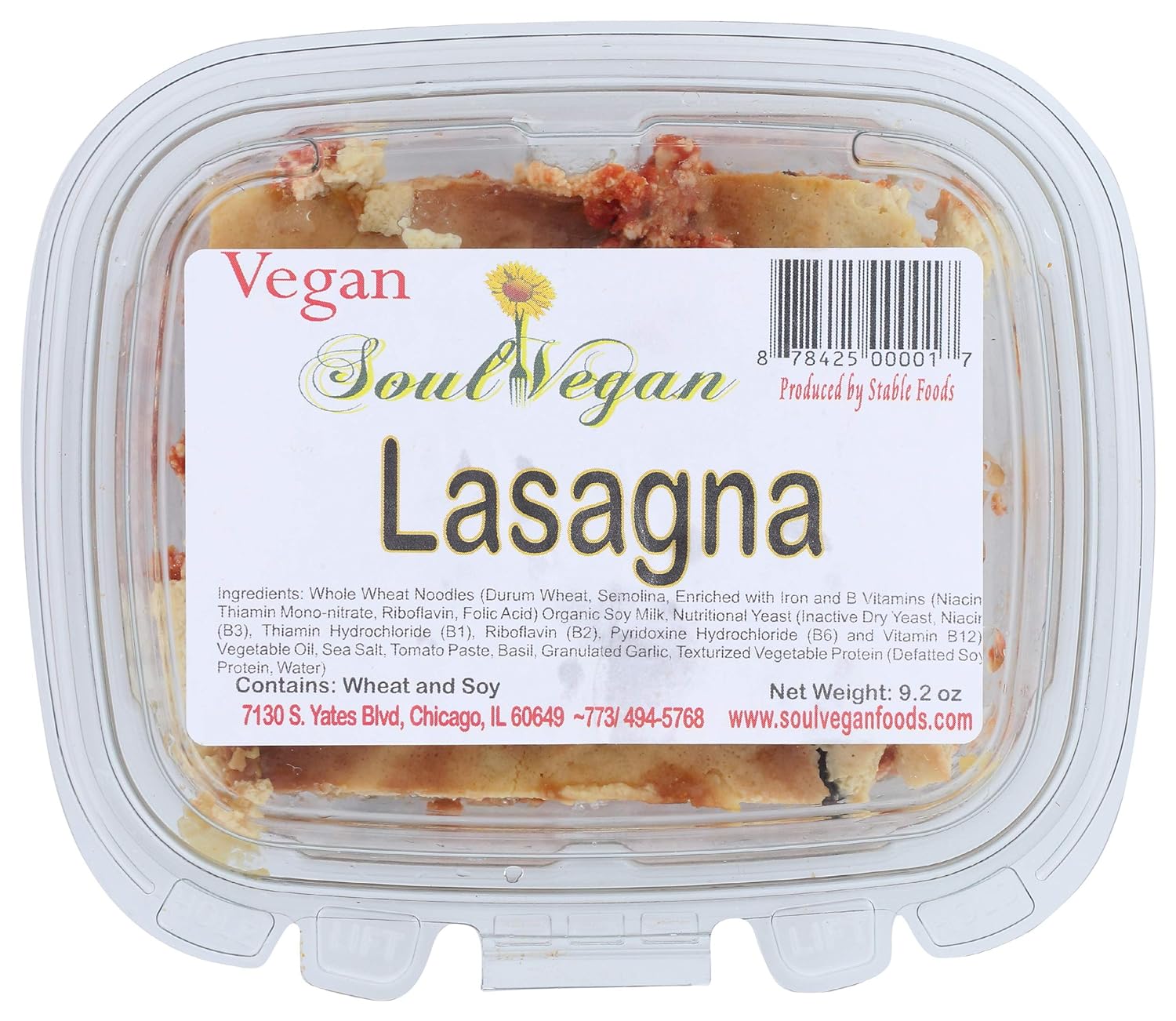 Soul Vegan Lasagna, 9.2 OZ