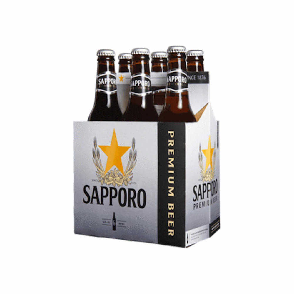 Sapporo Premium Beer 12 Oz. / 6 Pack Bottle