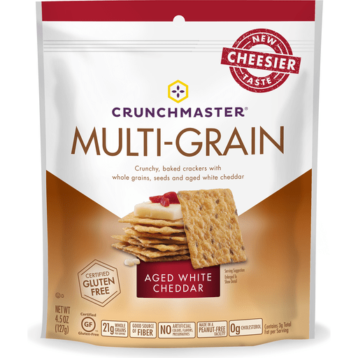 Crunchmaster White Cheddar Multi-Grain Crackers 4.5 Oz. Pouch