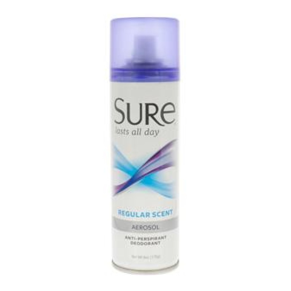 Sure Anti Perspirant Deodorant, Aerosol, Regular Scent 6 Oz