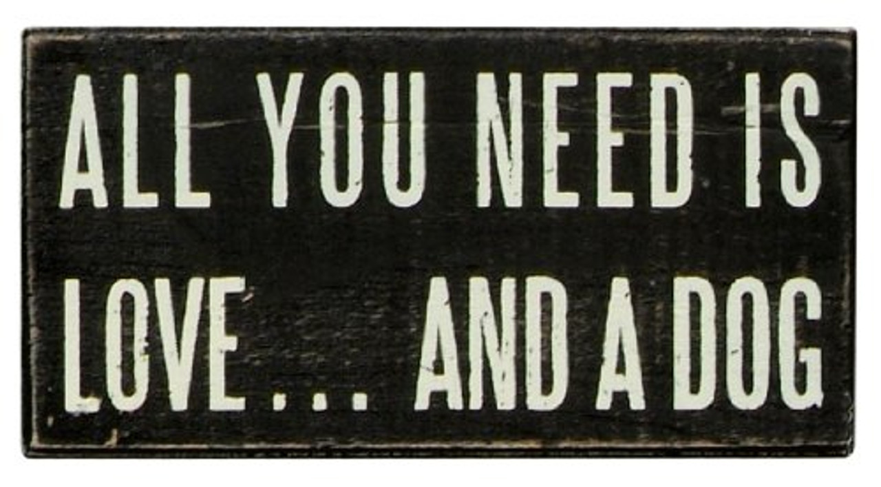 Primatives By Kathy All You Need Is Love And A Dog Box Sign