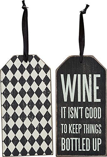 Primitives by Kathy Tag-Bottled Up, 3" X 6", Black/White