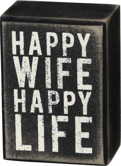21749 Box Sign - Happy Wife - Set Of 2