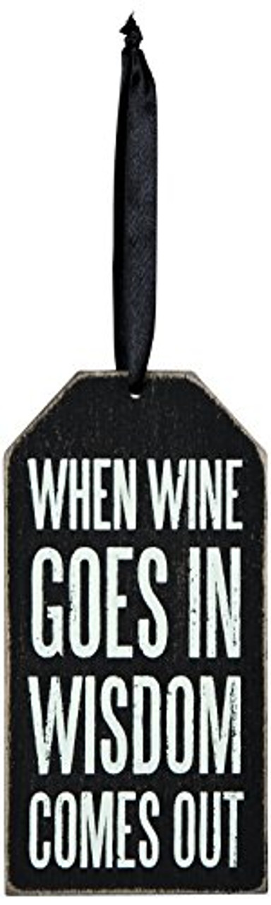 Primitives By Kathy Diamond PrintTrimmed Wooden Wine Bottle Tag 6 X 3-Inches Goes In