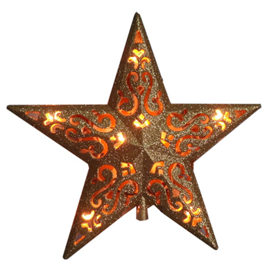 True Value Sylvania V49136 Gold Glitter Star Christmas Tree Topper, 10-Lights