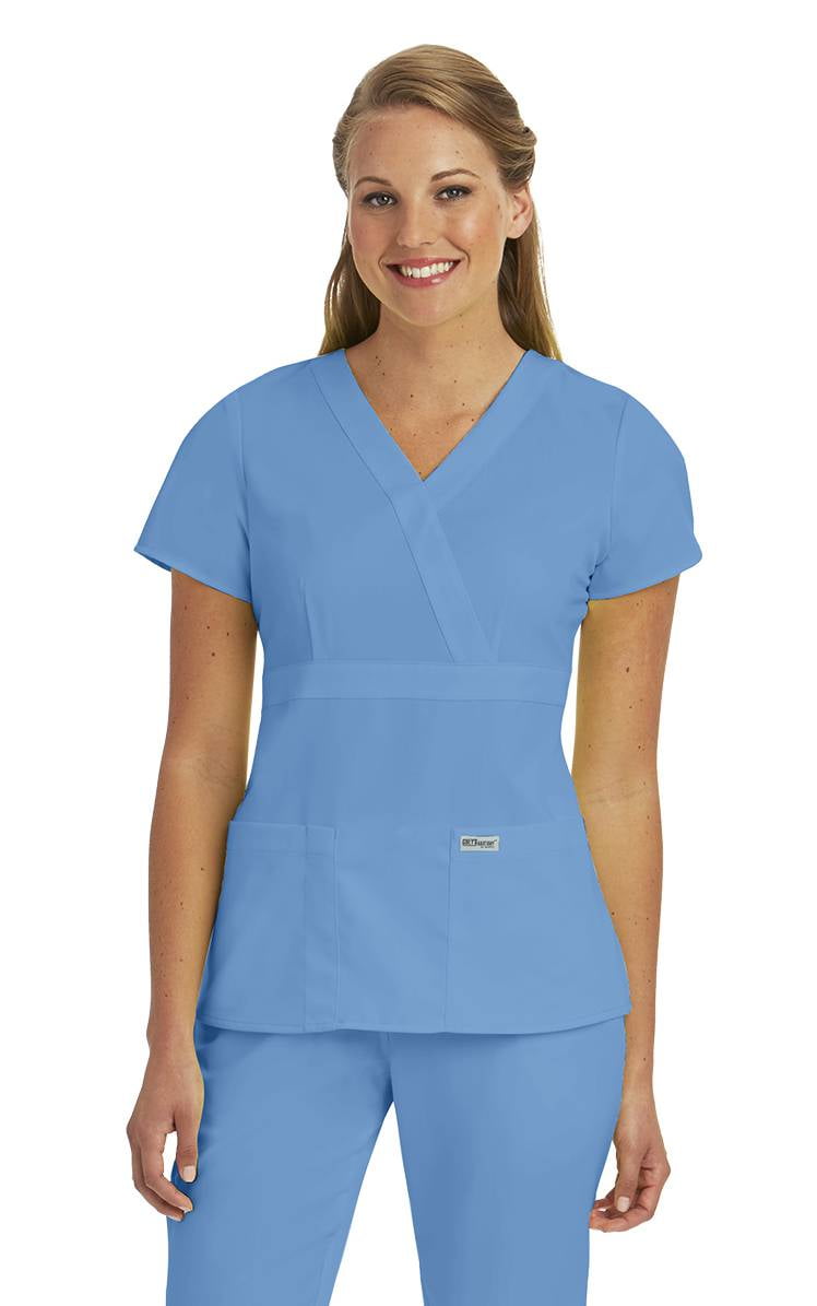 Grey s Anatomy Women 4153 3 Pocket Scrub Top-Ciel Blue-Large