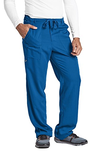 Grey's Anatomy Signature Men's Big 0203 6 Pocket Zip Fly Drawstring Scrub Pant, New Royal, Large