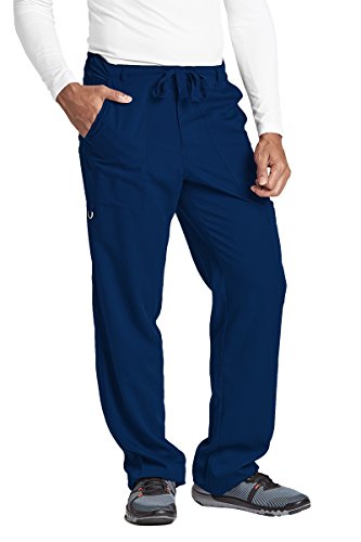 Grey's Anatomy Signature Men's Big 0203 6 Pocket Zip Fly Drawstring Scrub Pant, Indigo, Large