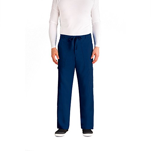 Grey's Anatomy Men's Big 6 Pocket Zip Fly Drawstring Scrub Pant, Indigo, XX-Large