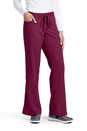 Grey's Anatomy Women's Junior-Fit Five-Pocket Drawstring Scrub Pant - Large - Wine