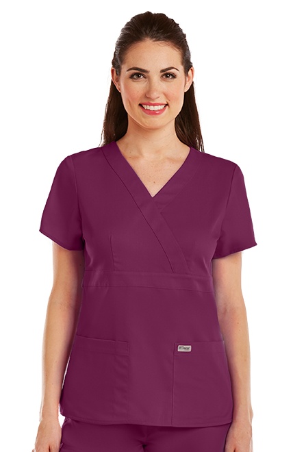 Grey s Anatomy Women Junior Fit Mock Wrap Nurse Scrub Top - 4153