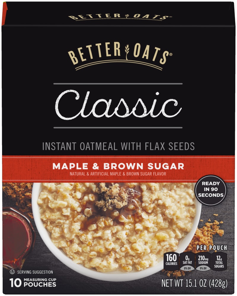 Better Oats Oat Revolution! Oatmeal, Instant, With Flax, Maple & Brown Sugar