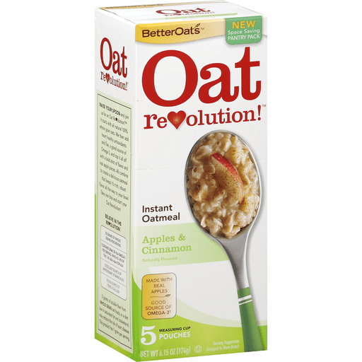 Better Oats Oat Revolution! Oatmeal, Instant, Apples & Cinnamon