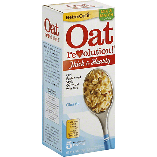 Better Oats Oat Revolution! Oatmeal, Old Fashioned Style, With Flax, Thick & Hearty, Classic