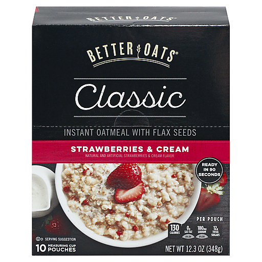 Better Oats Classic Instant Oatmeal With Flax Seeds, Strawberries & Cream