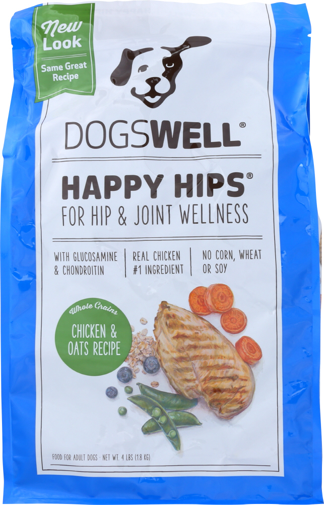 Happy Hips Food For Dogs, Adult, Chicken & Oats Recipe 4 Lb