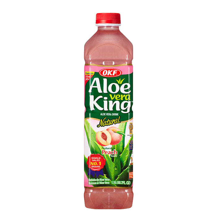 OKF Aloe Vera King Drink, Peach, 1.5 Liter