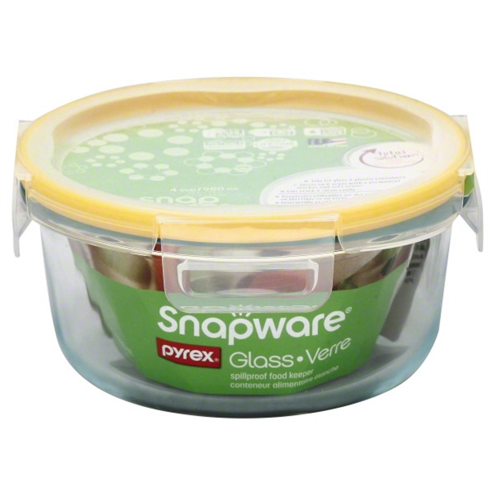 Snapware 1109306 Total Solution Round Food Storage Container, 4 Cup, Glass