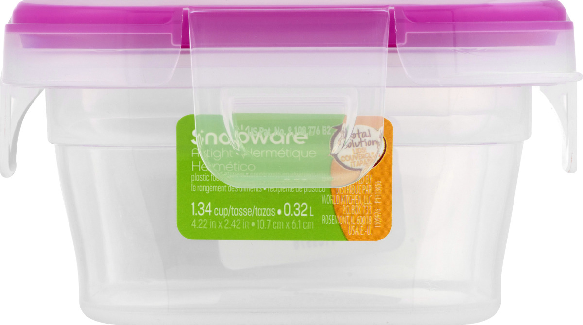 Snapware Total Solution Plastic Food Storage 1.34 Cup, Square