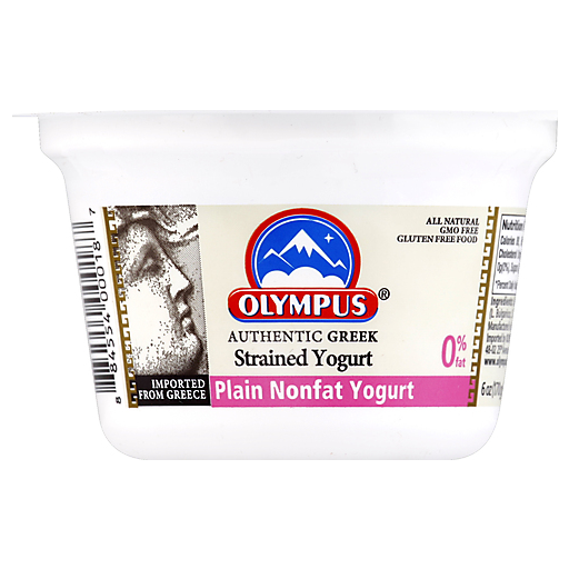 Olympus Yogurt, Authentic Greek, Nonfat, Plain 6 Oz