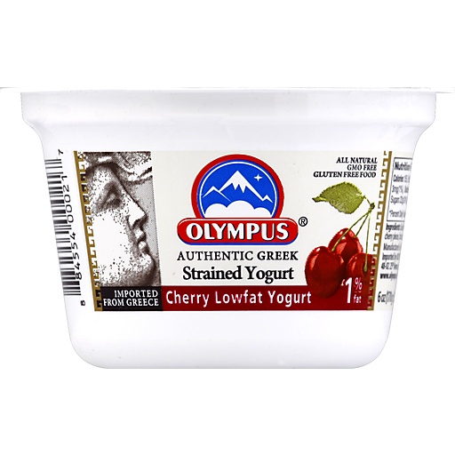 Olympus Yogurt, Authentic Greek, Lowfat, Cherry 6 Oz