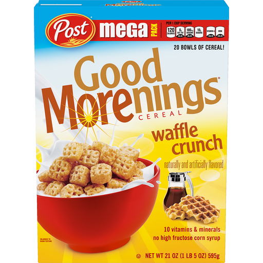 Post Foods Llc. Good Morenings Waffle Crunch Cereal 21 Oz. Box