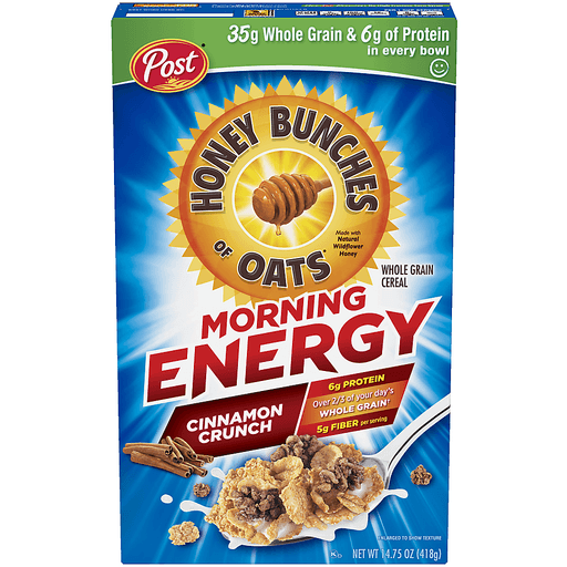 Honey Bunches Of Oats Morning Energy Cinnamon Cereal 14.75 Oz. Box