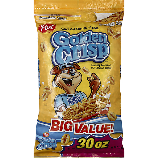 Golden Crisp Post Sweetened Puffed Wheat Cereal 30 Oz. Bag
