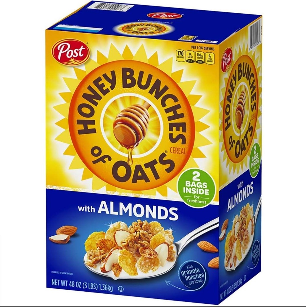 Honey Bunches Post Of Oats With Crispy Almonds Cereal 48 Oz 2 Bags Breakfast