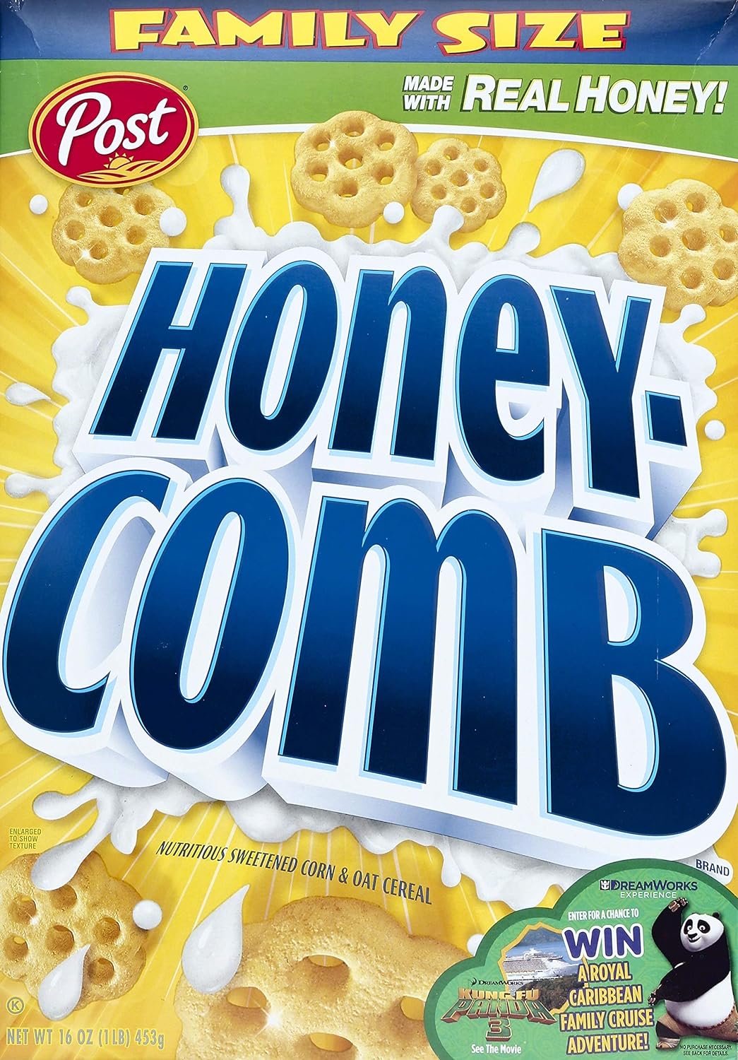 Post Honey Comb Cereal, Family Size 16 Oz