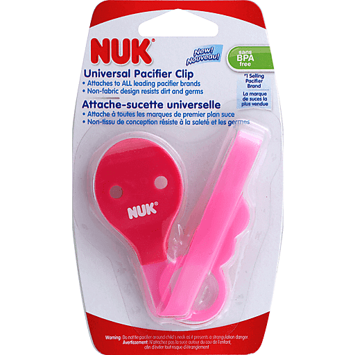 NUK Pacifier Clip, Universal, Pink