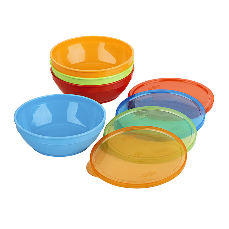 Nuk First Essentials Bunch-a-Bowls, 4+ Months, 4 Bowls And Lids