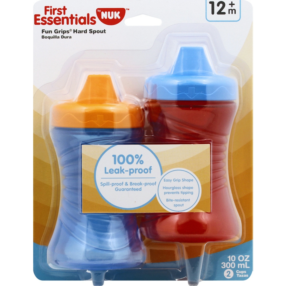 NUK Gerber Graduates Fun Grips Hard Spout Sippy Cup In Assorted Colors, 10-Ounce, 2 Cups