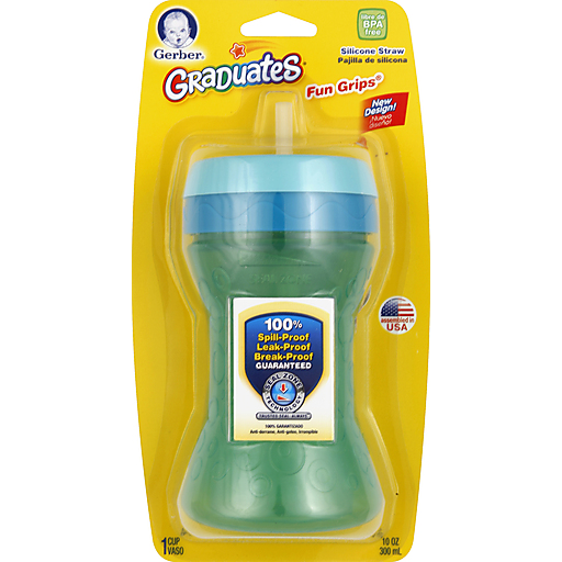 Gerber Graduates Fun Grips Cup, Silicone Straw, 10 Oz