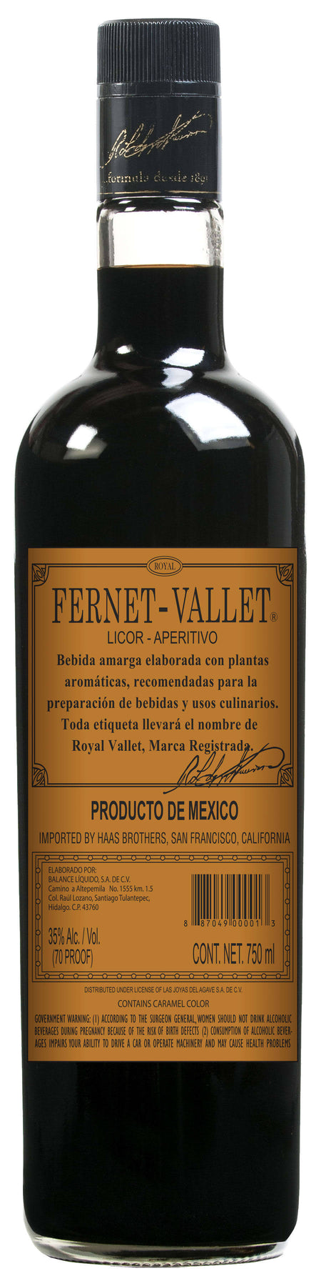 Fernet-Vallet Aperitivo Liqueur