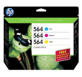 HP 564 3-pack Original Ink Cartridges w/Photo Paper, Cyan/Magenta/Yellow