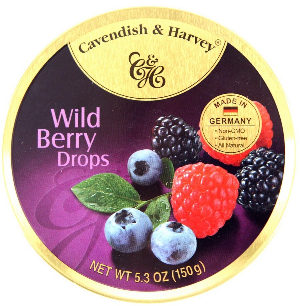 Cavendish & Harvey Wild Berry Drops Candy, 5.3 Ounce Tin 12 Per Case