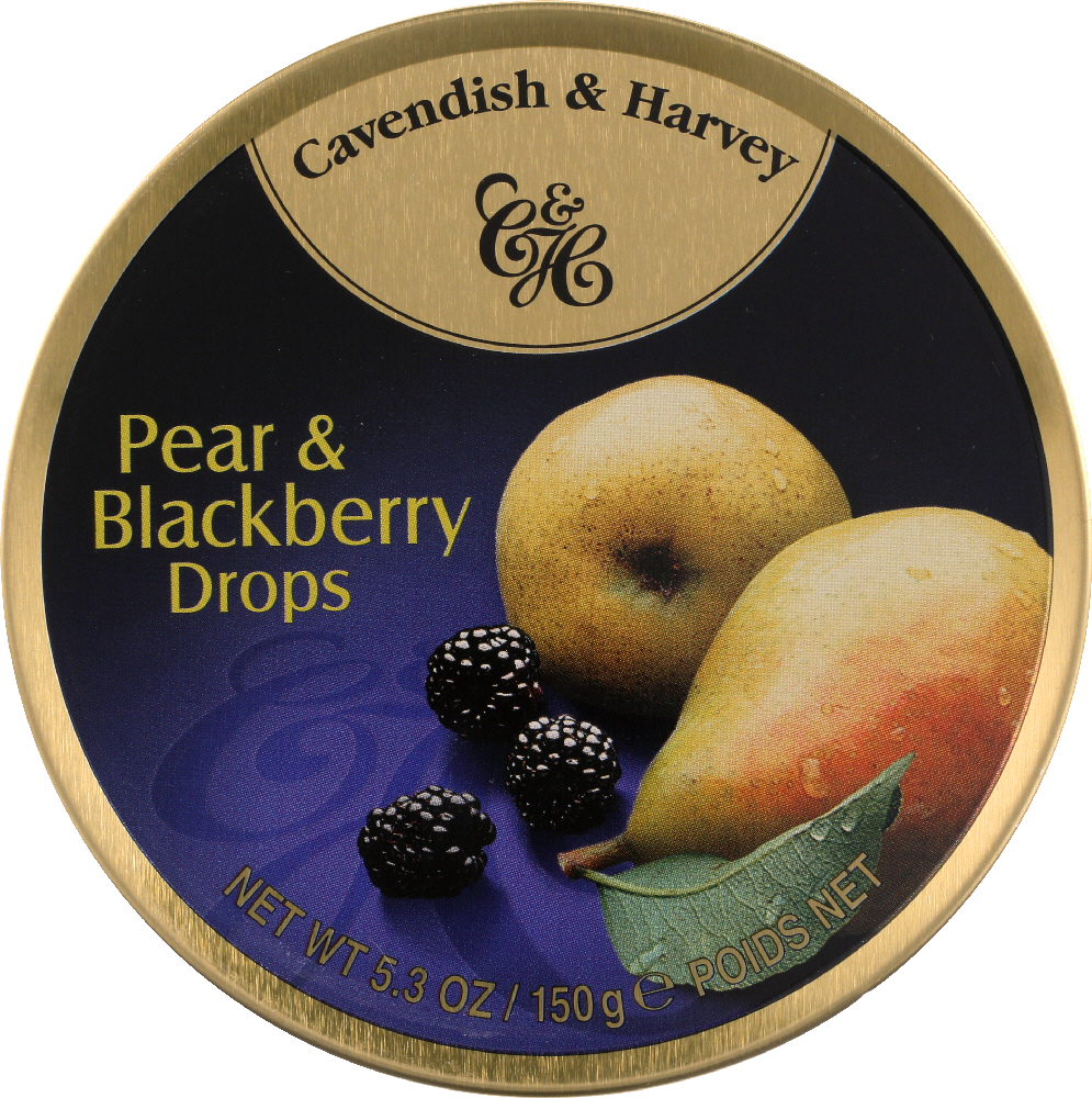 Cavendish & Harvey Fruit Drops Tin Pear Blackberry 5.3 Oz Case Of 12