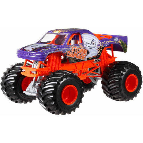 Hot Wheels Monster Jam 1:24 Tormenta Daños Fundido A Troquel Vehículos