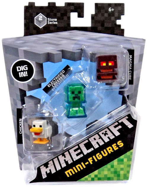 Minecraft Stone Series 2 Chicken, Electrified Creeper & Magma Cube Mini Figure
