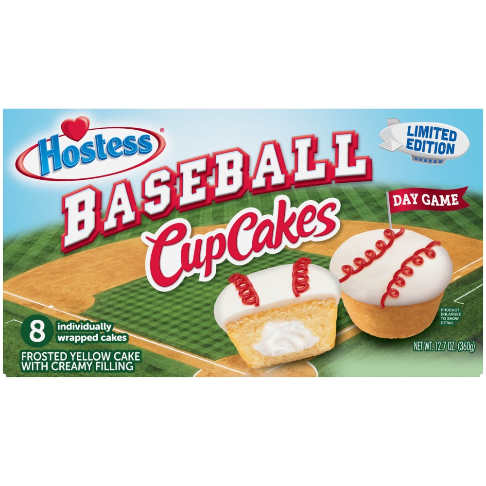 Hostess Baseball Frosted Yellow Cake With Creamy Filling Cupcakes