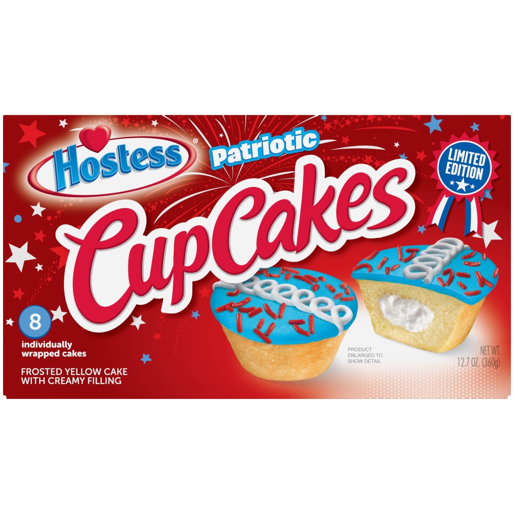 Hostess Patriotic Cupcakes, Creamy Filling, 8 Count, 12.7 Oz
