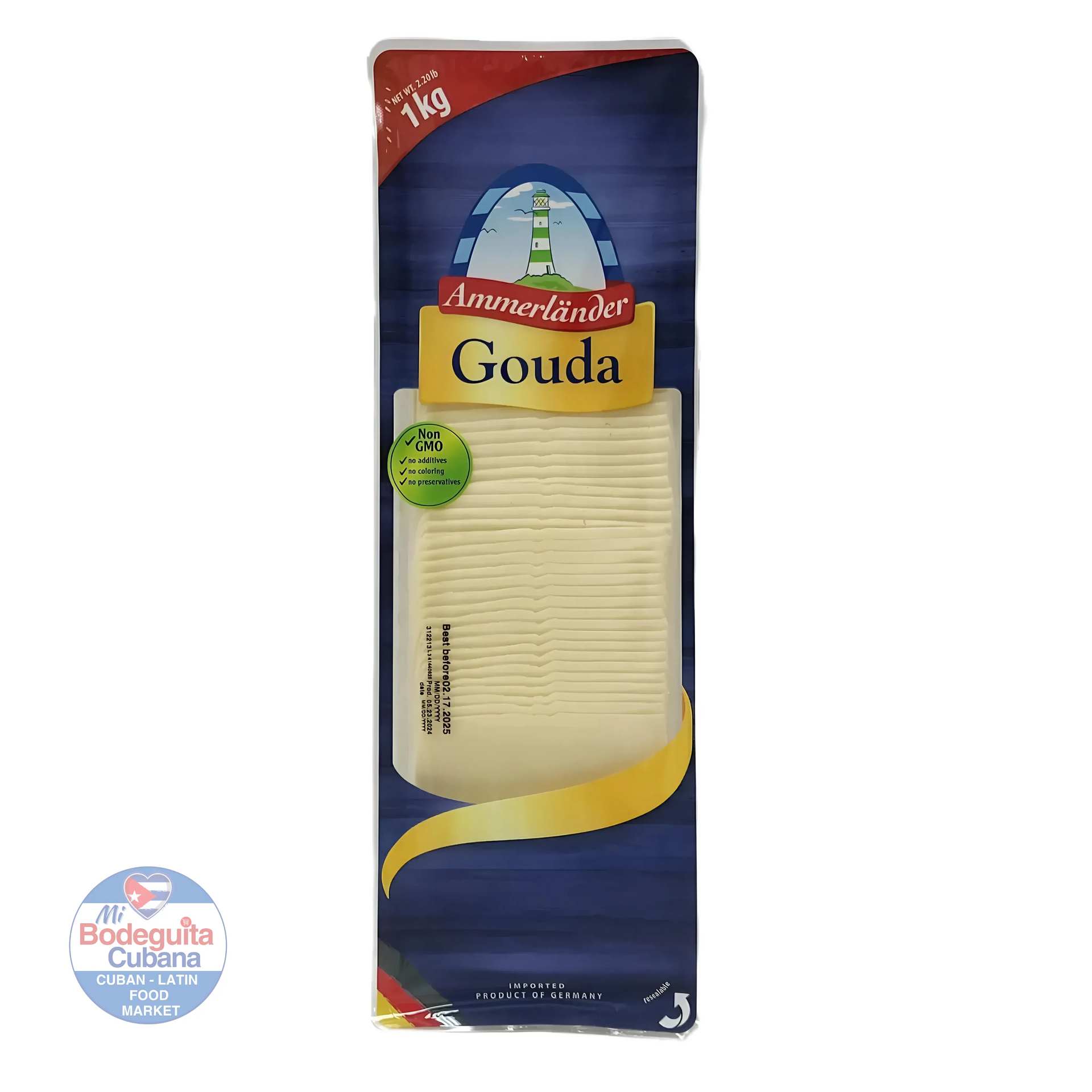 Ammerlander Sliced Gouda Cheese 2.2 Lb. - 6/Case