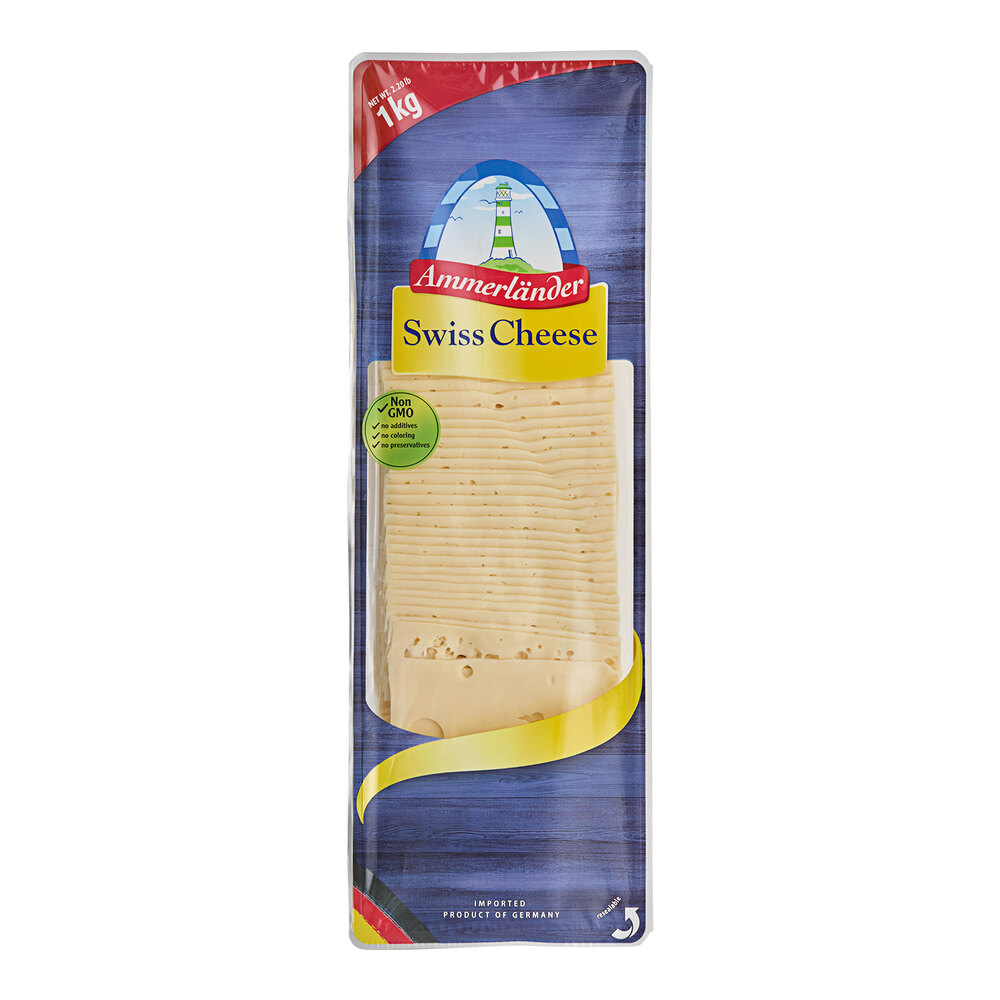 Ammerlander Sliced Swiss Cheese 2.2 Lb. - 6/Case