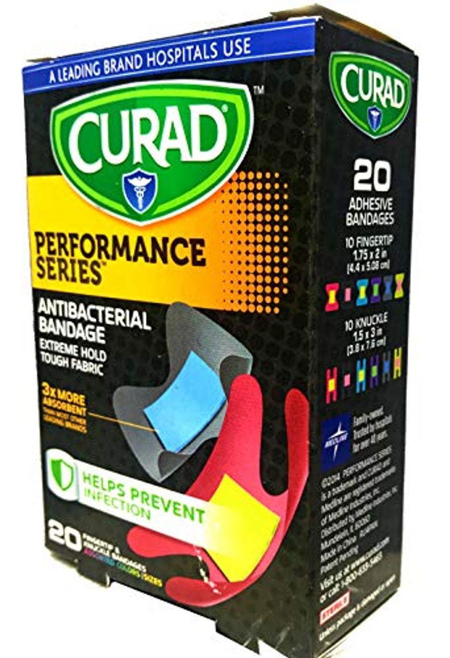 Curad Performance Series Fingertip And Knuckle Extreme Hold Fabric Bandages